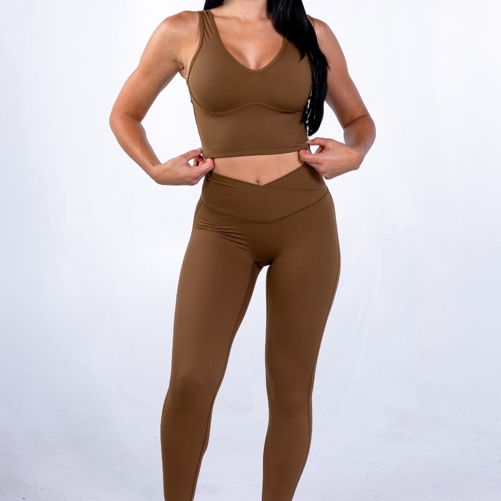 NWT SET Brown Women's Top/ Bralette & Leggings